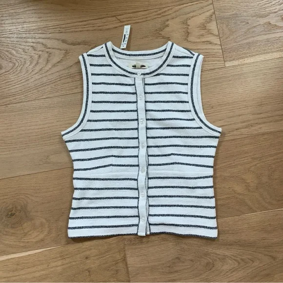 New Madewell Dark Gray and White Striped Button Down Shirt XS - Picture 11 of 11